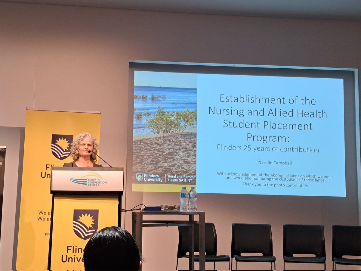 A/Prof Narelle Campbell, Rural & Remote - NT @Flinders sharing the est of the Nursing & Allied Health Student Placement Program. #25yearsintheNT #remotehealth