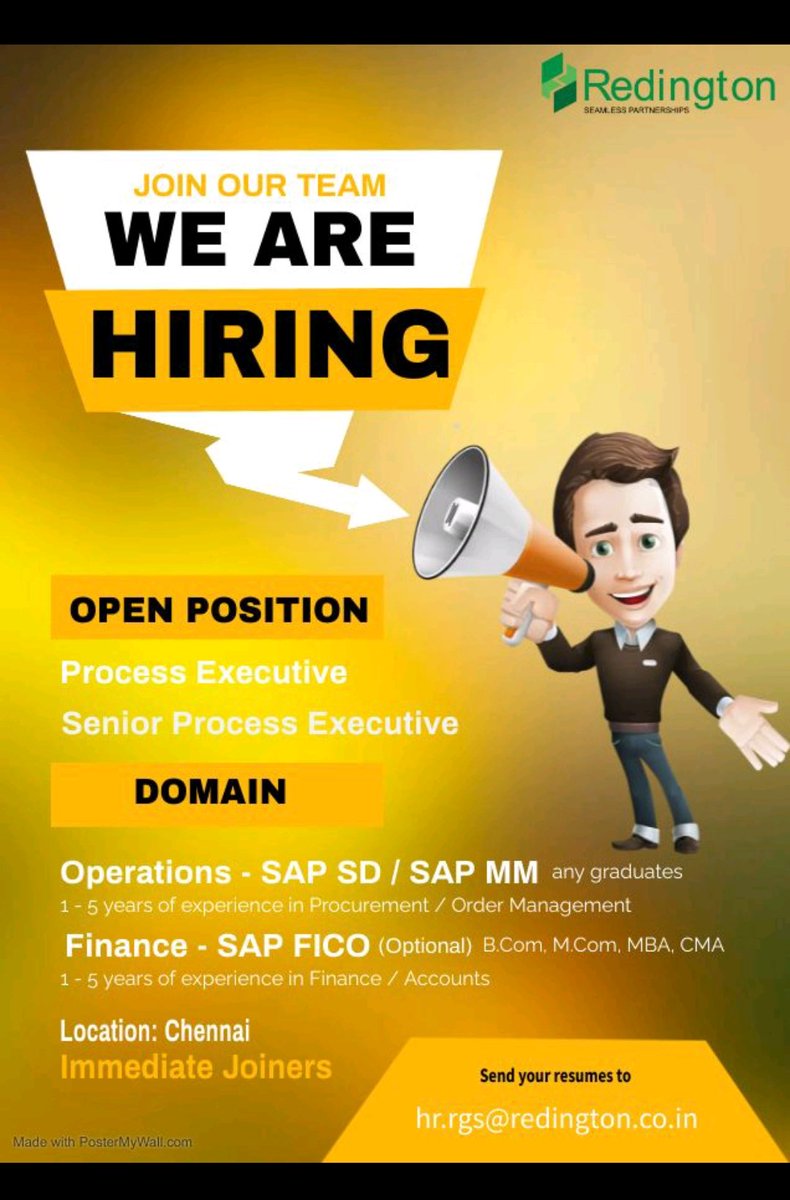 jobsin32's tweet image. Follow us for more updates

#sapsdconsultants #sapsdcourse #sapsdtraining #sapsd #sapmmmodule #sapmmtraining #sapmmfresher #sapmmconsultant #sapfico #sapficoclasses #sapfi #sapficojobs #chennaijob #chennaijobseekers #chennaijobopenings #chennaijobs