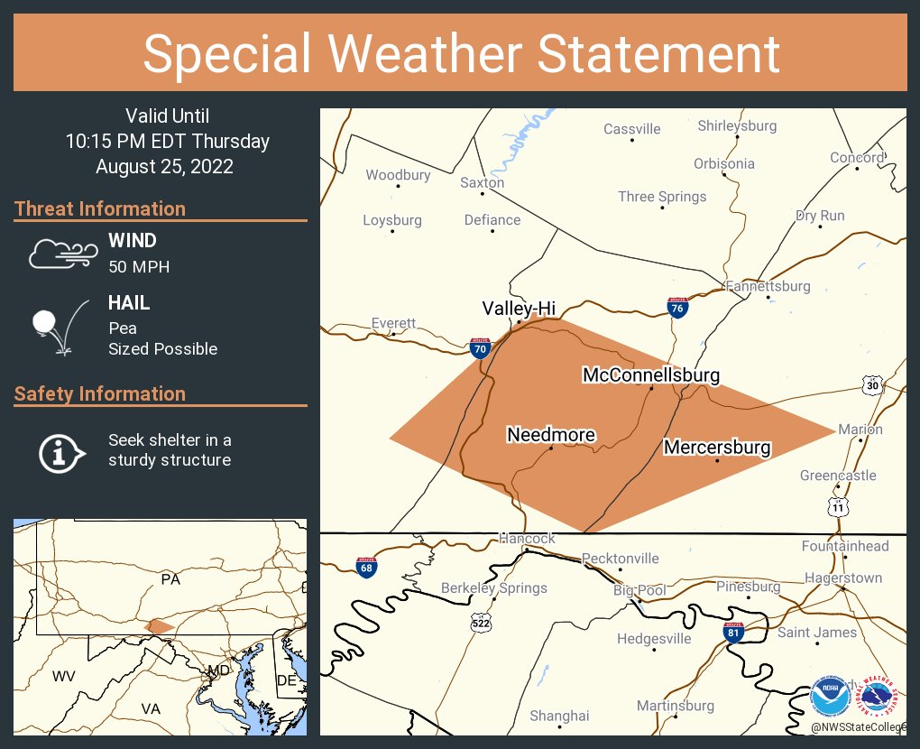 NWS State College on Twitter "A special weather statement has been