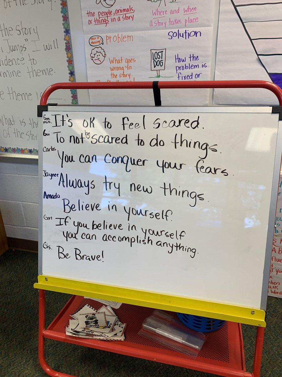 dagarcia96's tweet photo. Love my students thinking today, we were talking about the theme in Jabari Jumps and my kids were just giving ideas left and right! Love the vocabulary too “conquer” “accomplish” @IrvingISD @KeyesTigerCubs  #myclassrocks https://t.co/bFt1DKbkm0