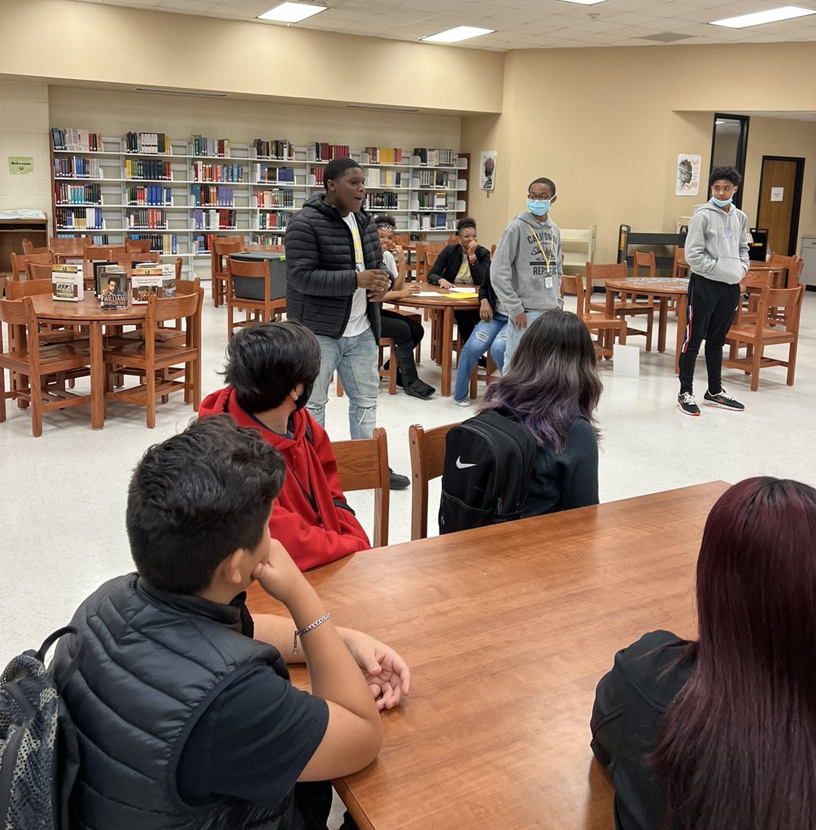 MrsGarner08's tweet photo. Our amazing, college bound IB ambassadors presented to several middle schools in the district! Each scholar shared their personal experiences with incoming freshman students! @JEOcanas1 @AldineISD @Ike9_AISD https://t.co/tX8IVSAgZU
