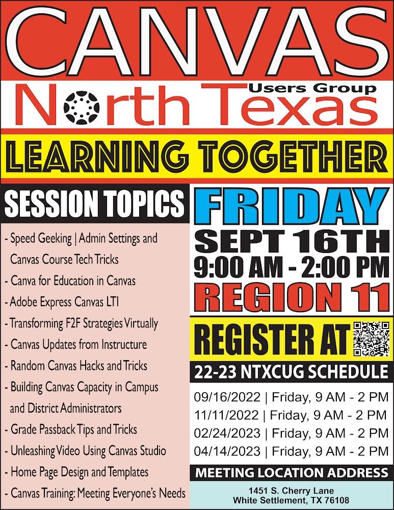 Tracy Shea (@tpshea) on Twitter photo 9/16, 9AM-2PM #NTXCUG Mtg.
Please consider joining us! 😎
Registration
registration.esc11.net/catalog/sessio…
<a href="/Canvas_by_Inst/">Canvas by Instructure</a> <a href="/edtechmarcus/">Marcus Painter</a> <a href="/johnbriese/">John Briese</a> <a href="/LFTechTeach/">Lindsay Foster, M. Ed.</a> <a href="/mamaestes/">mamaestes needs a ☕️</a> <a href="/dr_ashlyspencer/">Ashly Spencer, Ed.D.</a> @MrsCareyOnline @jwadec <a href="/knypink/">Kenny Pinkerton</a> <a href="/clee530/">Crystal Lee</a> <a href="/ayersjj/">Dr. JJ Ayers</a> @URockEdu <a href="/AISDblended/">Steve Simpson</a> @mguhlin <a href="/JFinstructTech/">Jane Flynn</a> 9/16, 9AM-2PM #NTXCUG Mtg.
Please consider joining us! 😎
Registration
registration.esc11.net/catalog/sessio…
<a href="/Canvas_by_Inst/">Canvas by Instructure</a> <a href="/edtechmarcus/">Marcus Painter</a> <a href="/johnbriese/">John Briese</a> <a href="/LFTechTeach/">Lindsay Foster, M. Ed.</a> <a href="/mamaestes/">mamaestes needs a ☕️</a> <a href="/dr_ashlyspencer/">Ashly Spencer, Ed.D.</a> @MrsCareyOnline @jwadec <a href="/knypink/">Kenny Pinkerton</a> <a href="/clee530/">Crystal Lee</a> <a href="/ayersjj/">Dr. JJ Ayers</a> @URockEdu <a href="/AISDblended/">Steve Simpson</a> @mguhlin <a href="/JFinstructTech/">Jane Flynn</a>