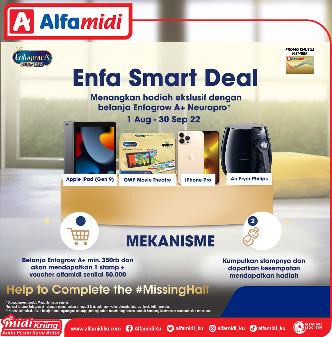 alfamidi_ku's tweet photo. Help to complete the #missinghalf menangkan hadiah ekslusif dengan belanja Enfagrow A+ Neuropro program 1 Agustus hingga 30 September 2022, khusus member Alfamidi :)

#AyokeAlfamidi #Alfamidi #ProgramMemberAlfamidi #EnfagrowAplus https://t.co/OC74Mf6DiL