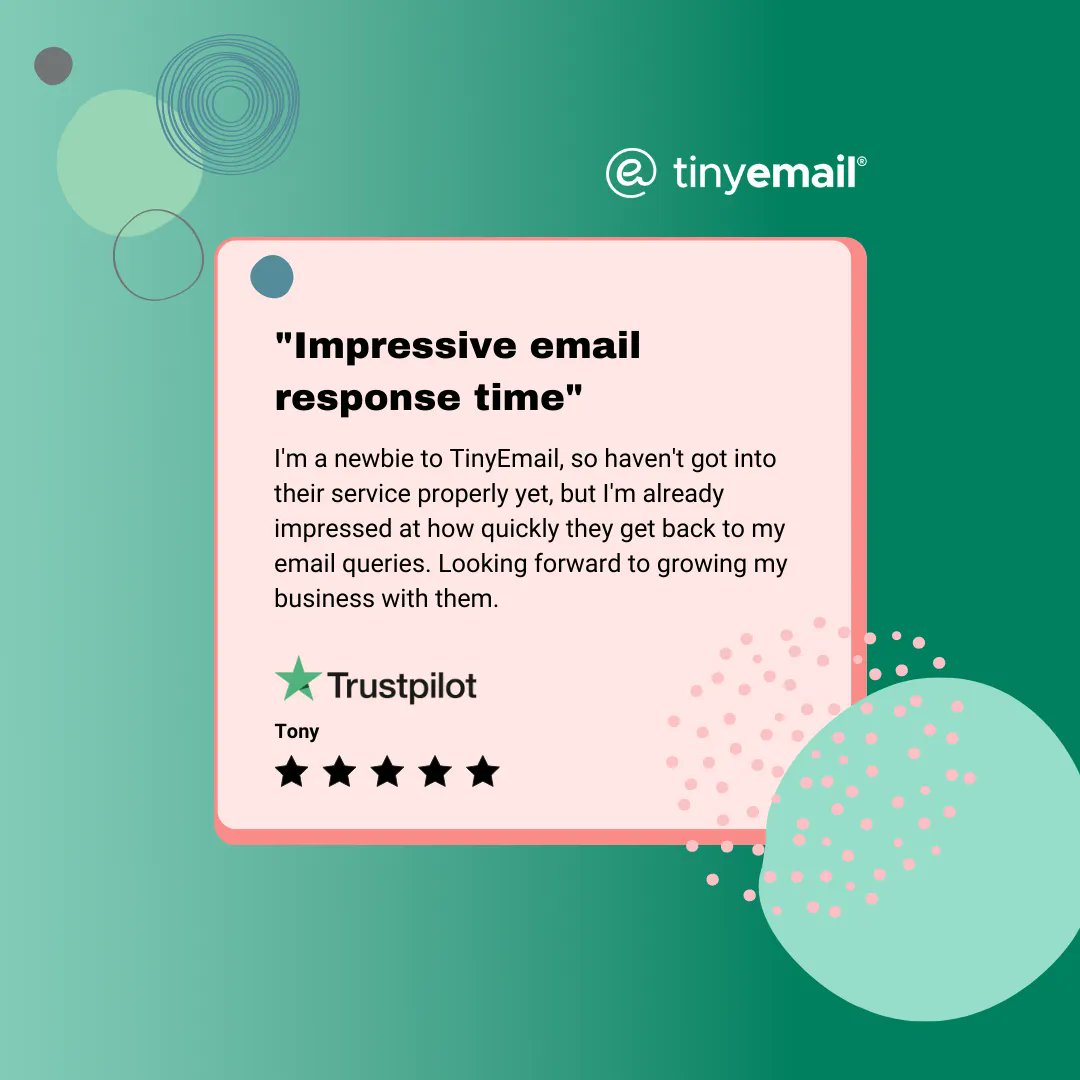 GetTinyEmail's tweet photo. #UserLove "I am already impressed about how quickly they get back to my email queries. Looking forward to grow my business with them" - Tony

#EmailMarketing #Personalization #hustle #growthmindset #smallbusiness  #growthmarketing #ecommercemarketing #ecommercegrowth #shopify https://t.co/wBpbnPiKEQ