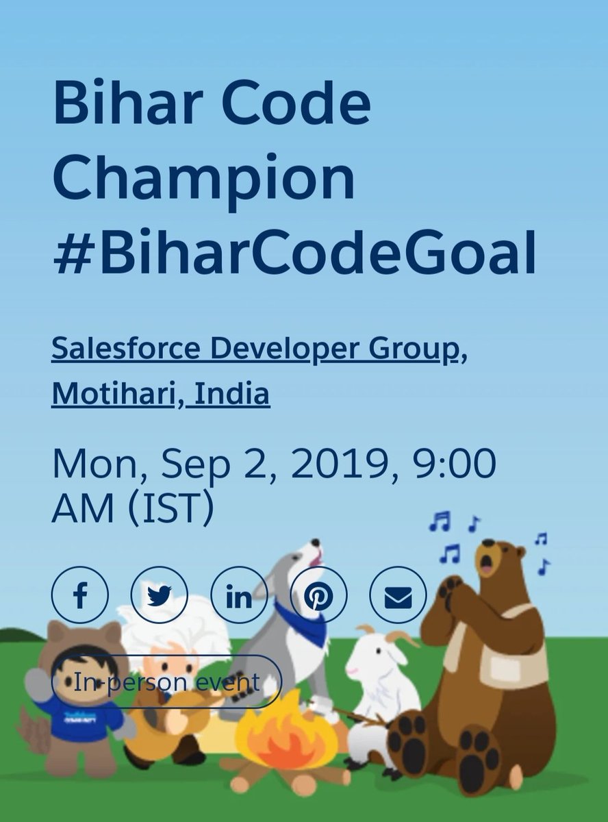 Munu_1804's tweet photo. About this event
Bihar Code Champion.
Code quiz any one interested click on below link.
https://t.co/Ne831NAa5P
#BiharCodeGoal #trailblazercommunity @omprakash_it @MotihariSFDG @salesforce https://t.co/c2wlKkPaDH