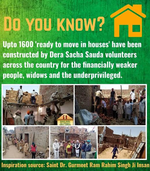 StMSGfansworld's tweet photo. Having a roof over the head is a big dream for several people. Physical disabilities and financial constraints create a big hindrance in getting own home. The disciples of Saint Gurmeet Ram Rahim Ji give #GiftOfHome to such needy homeless people by following His guidance. https://t.co/4f85GcBxfC