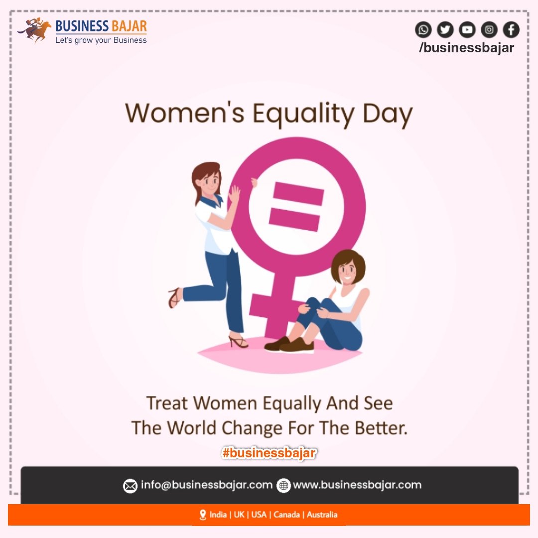 BusinessBajar's tweet photo. A woman can be anyone she wants as long as she decides to never fear anyone. Happy Women’s Equality Day.
#womensequalityday #woman #womenday #businessbajar #starittechnology #trending #exposing #meme #explorepage #foryou #explore #earnmoney #businessdirectory #online https://t.co/fMGXBoYUNn