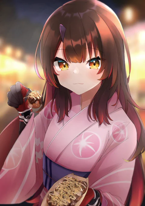 浴衣ロボ子さんとたこ焼き#ロボ子Art 
