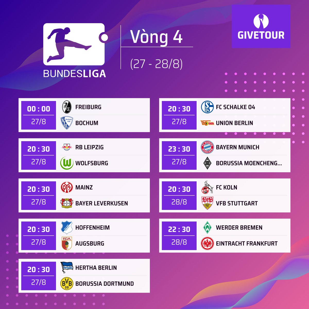 GiveTourDotCom's tweet photo. Fixtures this weekend
#PremierLeague - https://t.co/zfzMDtm2lj
#LaLiga - https://t.co/9TWYNsqdL4
#Ligue1 - https://t.co/nzZhDfo3Ii
#Bundesliga - https://t.co/Jv7q5ZZQym
#SerieA - https://t.co/L4gcKwLcZC
#GiveTour #Tournamentbracket #ứngdụngquảnlýgiảiđấu https://t.co/AvbCENXu3H