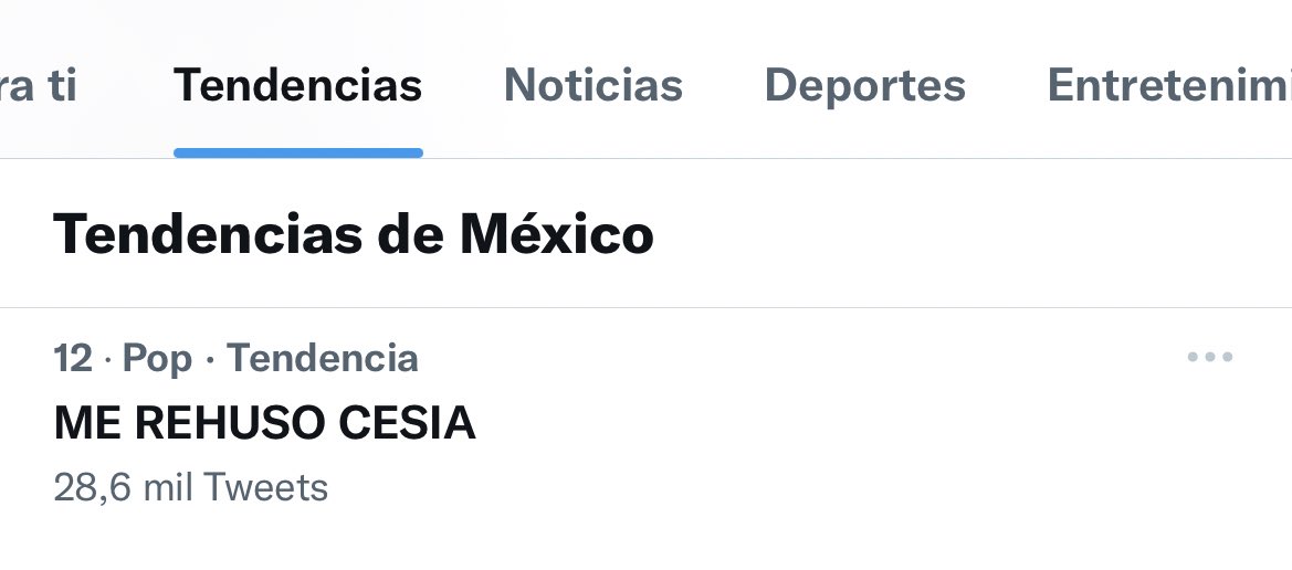Cesiacharts's tweet photo. Cesia es tendencia en México y en Honduras @Cesia_Saenzz 
ME REHUSO CESIA https://t.co/5HndJAn1QM