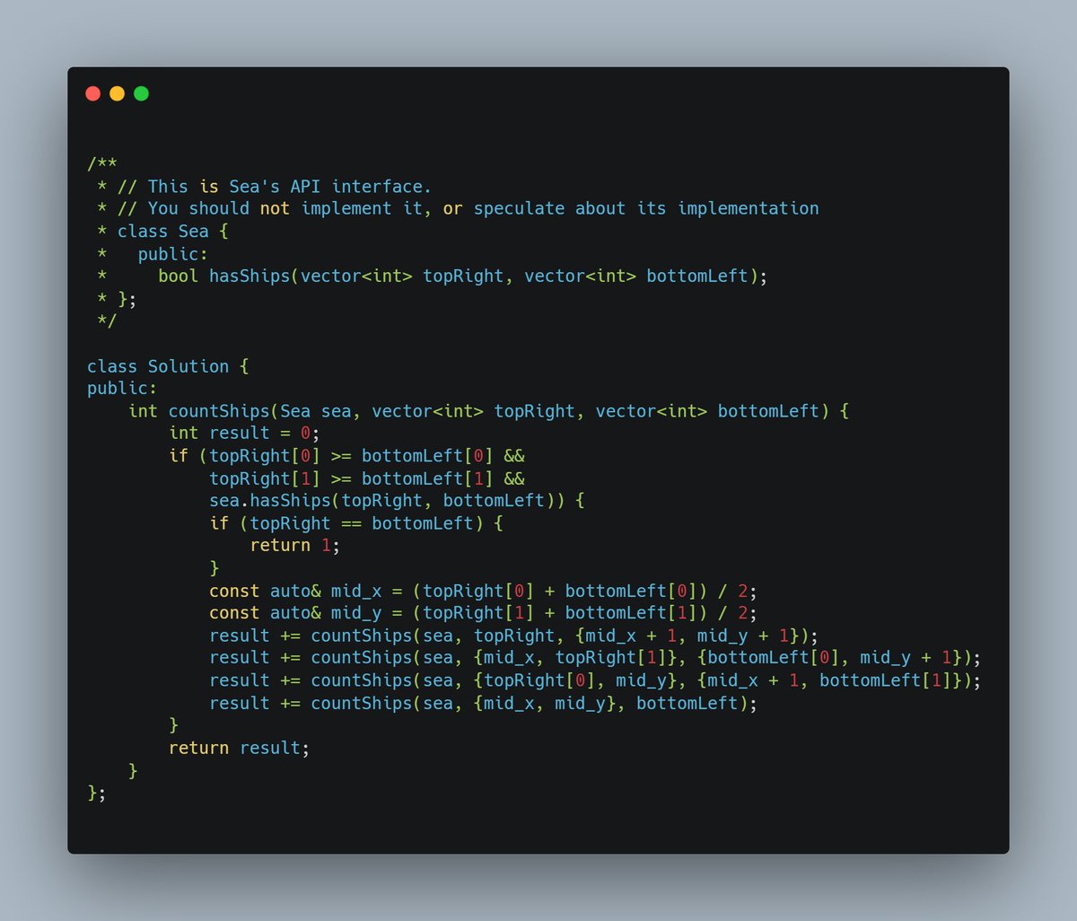 Day : 364 : number of ships in a rectangle 
#scalerdiscord
#scalerLearning
#codewithscaler