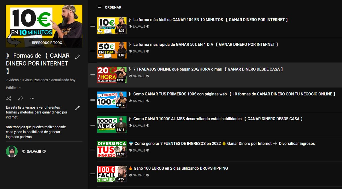 Sdesalvaje's tweet image. 🔥 LISTA ACTUALIZADA 🔥

Acabo de actualizar esta lista de reproducción en YouTube en la que te explico ⇩

》44 formas para [ GANAR DINERO POR INTERNET ] 

En 13 videos

[ youtube.com/watch?v=Lahs6l… ]

【 100% GRATIS 】

❤ Si dejas 1 like me ayudas a que pueda seguir subiendo más