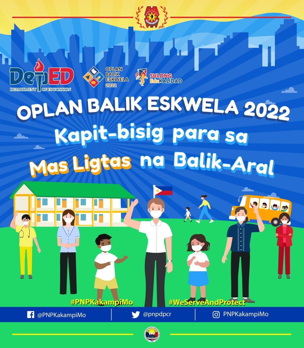 rmuarmmmg's tweet photo. OPLAN BALIK ESKWELA 2022

Makipag-ugnayan sa Deped Public Assistance Command Center para sa inyong mga katanungan kaugnay ang pagbabalik-eskwela ngayong SY 2022-2023.

#TeamPNP
#PNPKakampiMo
#WeServeAndProtect https://t.co/516bJAB9Uc
