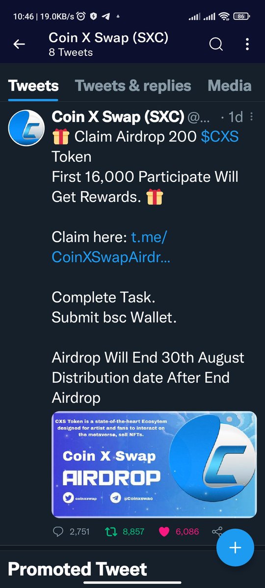 SimangcaWoody's tweet photo. @Coinxswap hello good platform
@dmarktti 
@Dellasings 
@attorneyjeremy1 https://t.co/bcfQ4EU7Yq