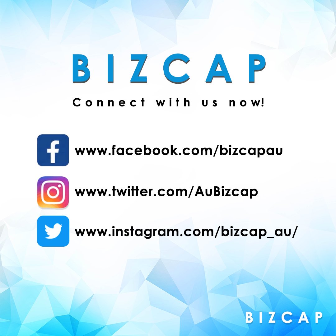 Connect with Australia's Most OpenMinded Lender - Bizcap! 

Like and follow us now!

#bizcap #sme #smeloans #smelender