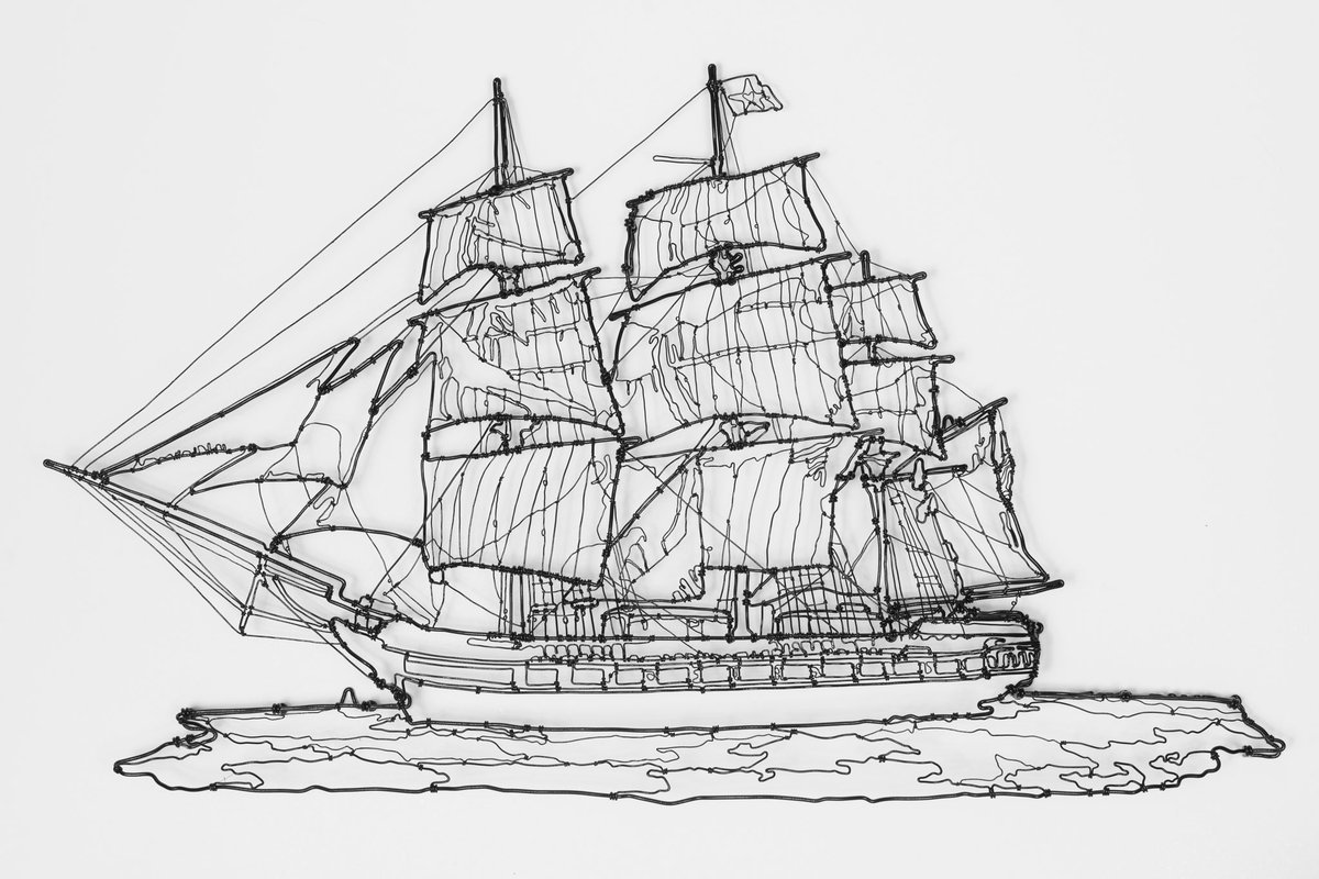 cw_roelle's tweet photo. A recent commission, the Oliver Hazard Perry… #ship #oliverhazardperry #wiredrawing #wiresculpture #RhodeIsland https://t.co/zXjFgMV0Ne