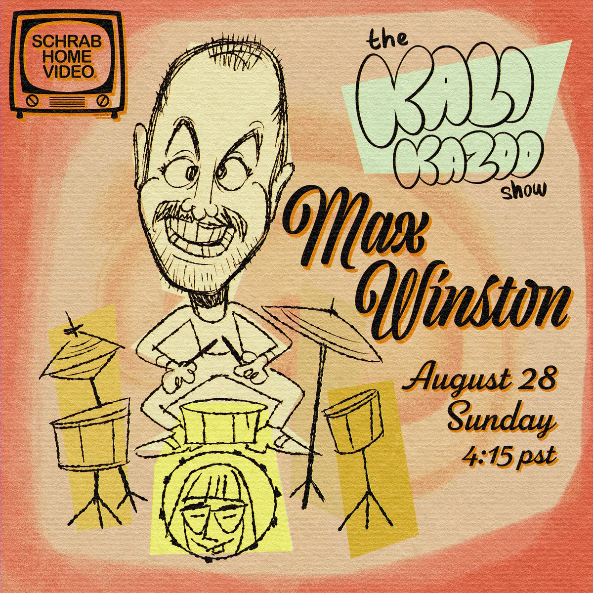 kalikazoo's tweet photo. Sunday’s show my guest is animator extraordinaire @antimax ! On https://t.co/4wBk1HxReH back episodes on https://t.co/6FU3K4rj89 #schrabhomevideo #maxwinston #kalifontecchio #kalikazooshow https://t.co/QvNR1i2nGa