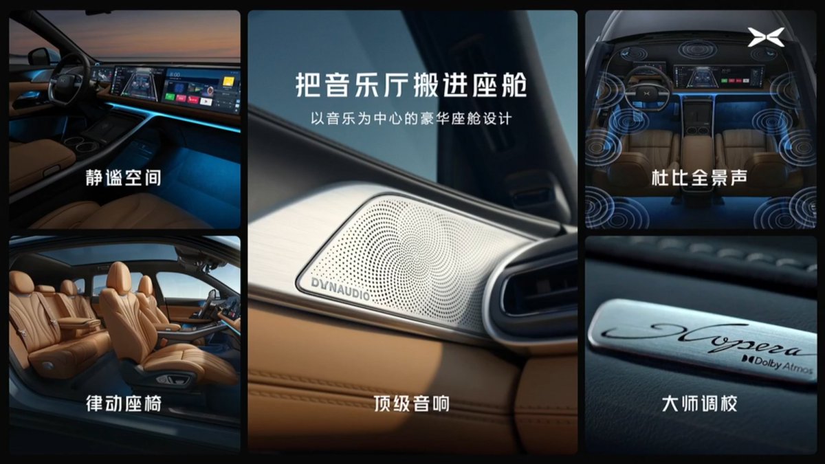 XPENG_Global's tweet photo. "We wanted to create a premium SUV that people can really enjoy relaxing and traveling in. With ergonomic Nappa leather seats, a Dynaudio Confidence audio system, Dolby Atmos technology, and a wraparound VIP lounge design, G9 is the complete package." https://t.co/mmAcoy9ZcW