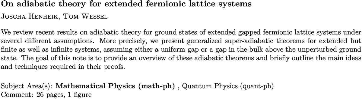 arXiv_math_ph's tweet photo. https://t.co/KPf3BNqf81
J Henheik, T Wessel
On adiabatic theory for extended fermionic lattice systems https://t.co/p1uCFdua7g