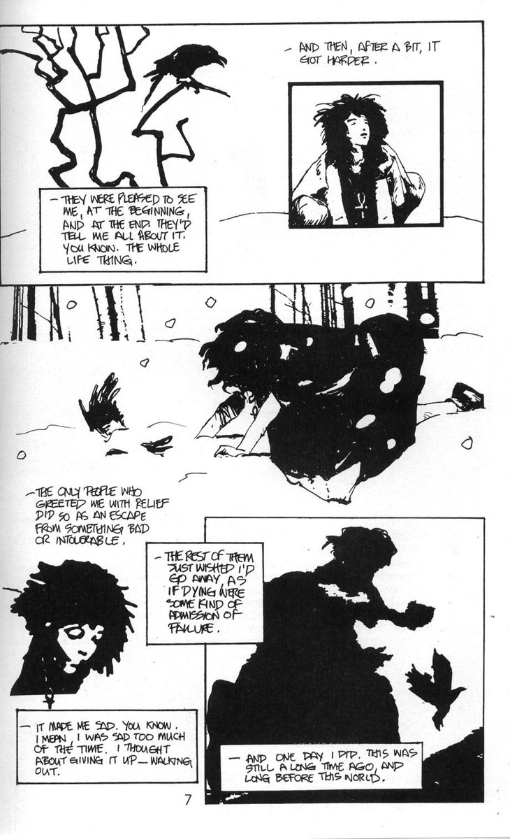 neilhimself's tweet photo. Read, or reread, Sandman 8, "Winter's Tale" and Sandman 13. Compare Death's dialogue and delivery in those to her delivery of the same lines in #TheSandman Episode 6. Then write a convincing reply, with references on how you believe we changed her personality for the television. https://t.co/17LVJVFbUf