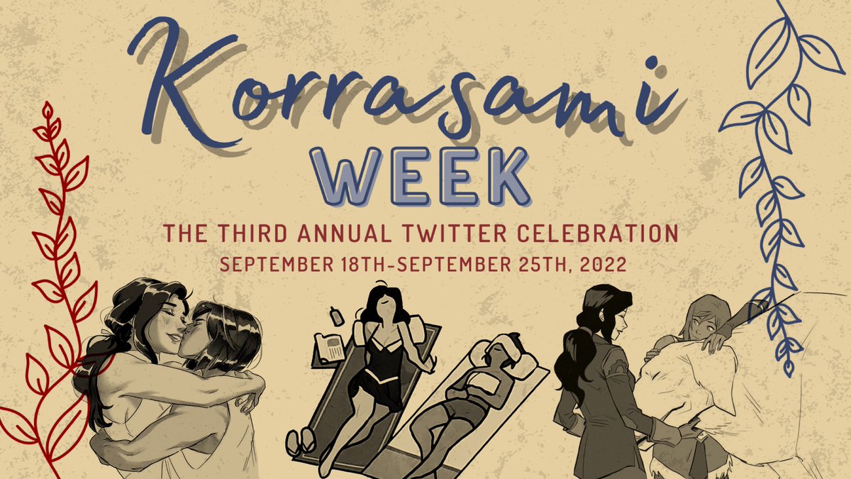 korrasamiweek's tweet photo. KORRASAMI WEEK 2022 ANNOUNCEMENT! cant wait to see what everyone creates! #KorrasamiWeek #KorrasamiWeek2022  #Korrasami https://t.co/Ss8CoKvh99