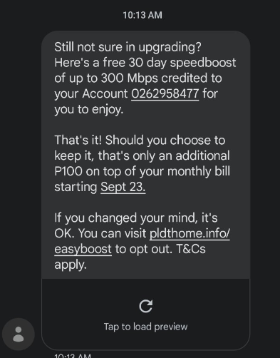 mechamonk's tweet photo. @PLDT_Cares Nanggagago na ata kayo. Makakatanggap ako ng ganito pero 5 araw na akong nagrereklamo sa inyo dahil WALANG PHONE, CIGNAL at INTERNET! Punyeta, nangiinis na ba kayo?! https://t.co/41U7Zd5Pde