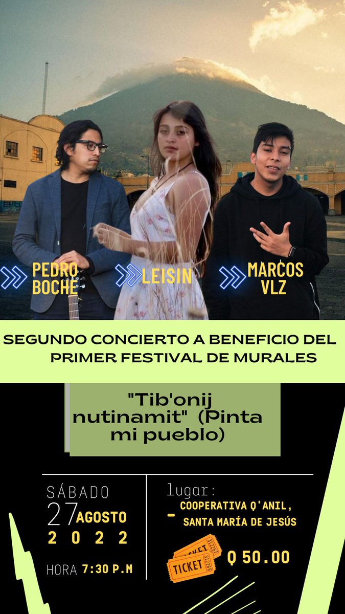 pedroboche's tweet photo. Próxima estación #SantaMaríaDeJesús 🔥❤️🔥
Solo firmitas nos acompañan esta noche de sábado 27, @leisin9 y @Marcos_Vlz, en pro del primer Festival de Murales en Santa María de Jesús, Sacatepéquez
☎️ Reservas vía ws 4561 9503
#leisin
#marcosVLZ
#pedroboche
#seremossoles https://t.co/6wKzJrtDMU