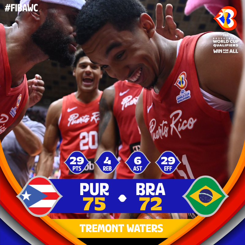 FIBAWC's tweet photo. 🇵🇷 Tremont Waters' drops 29 (!) in his Puerto Rican debut win 🔥

#WinForPuertoRico | #FIBAWC | @fbpur