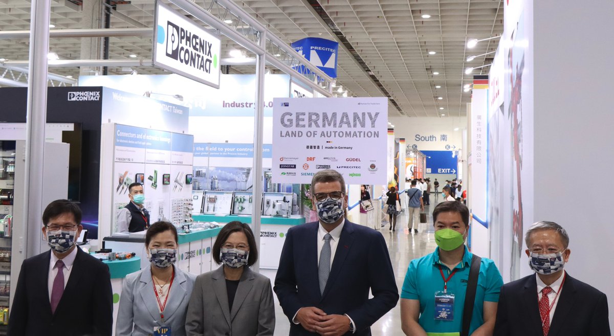 DE_Taiwan's tweet photo. On August 24, we had the honor to welcome the VIP tour including President Tsai Ing-wen at our German Pavilion at the Automation Exhibition.
Visit our website to read the full press release: https://t.co/VdjubtfzL6
#PartnerInTaiwan https://t.co/Jmjjt6eOJu