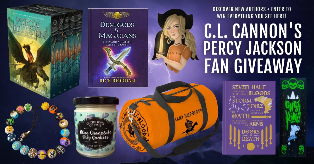CLCannonAuthor's tweet image. 🔱 Where are my #PercyJackson lovers? I have the perfect fan #giveaway for you! 🔱
🌊 Enter: bit.ly/percyjfans 🌊
⚡️#Win a box set of the series + Demigods &amp;amp; Magicians, Camp Half-blood duffle bag, notebook, bead necklace, candle, Nico bookmark, &amp;amp;  Annabeth sticker!⚡️