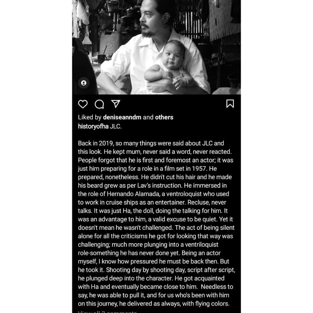 BeiAlonzo's tweet photo. Grabe ang natanggap na panlalait sa look ni JLC. FYI may ginagawa po syang indie film ngayon, kaya ganyang look nya..Parang itong movie na ginagawa nya before,hindi alam ng marami kaya sya nagpahaba ng balbas at buhok para sa movie. https://t.co/2kBrLyGDzU