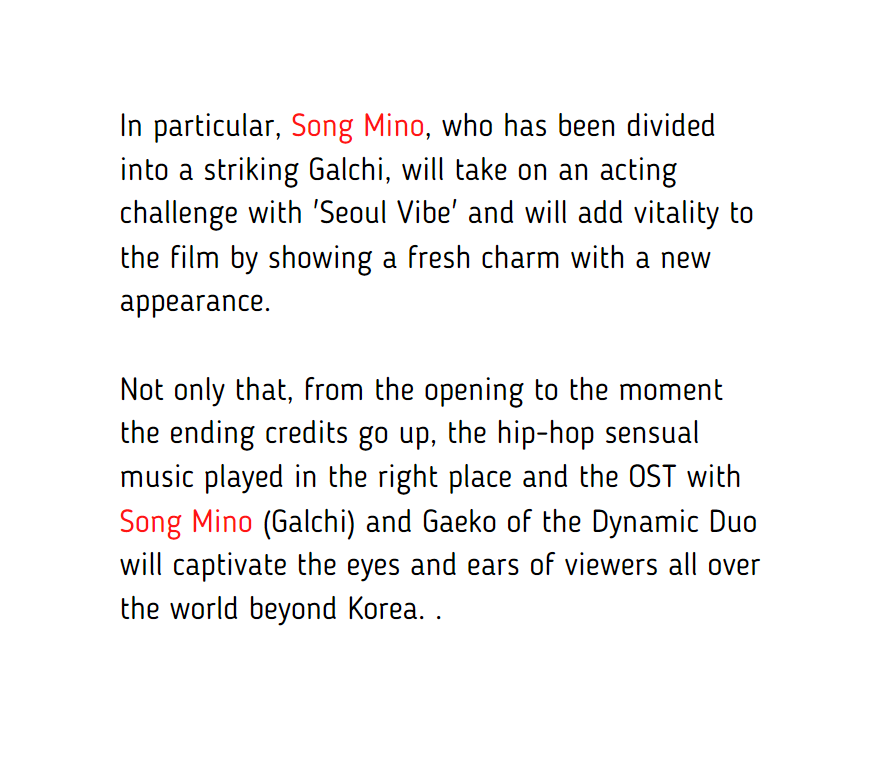 OnlyLookAtMino's tweet photo. [‼] Xsport News Article 📰"Today (26th), 'Seoul Vibe', three observation points"

MINO..add vitality to the film by showing a fresh charm with a new appearance.

OST..captivate the eyes and ears of viewers all over the world beyond Korea

▶️https://t.co/W79ljS6jdE

#MINO #송민호 https://t.co/DAqARu3ufT
