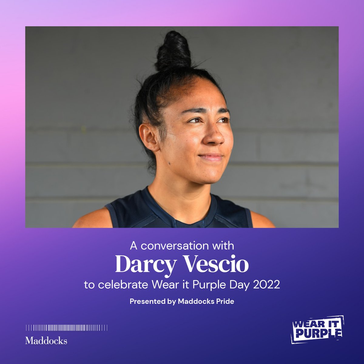 MaddocksLawyers's tweet photo. Today we heard from AFLW player and athlete, Darcy Vescio who shared their story about coming out as non-binary and the importance of multi-culturalism, gender equality and the role we can all play in inclusivity. Darcy Vescio appeared by arrangement with Saxton Speakers Bureau. https://t.co/QcKAFdw9tw
