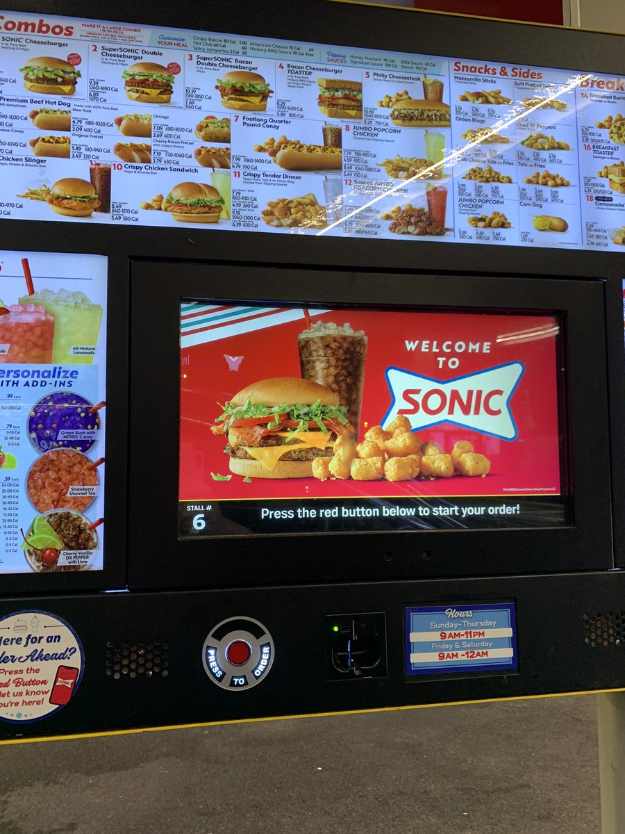 AnthonyBialy's tweet photo. They’ll bring you a cheeseburger and churro milkshake as if pressing the red button isn’t fun enough on its own. #ThisIsHowWeSonic https://t.co/xsBS2Szp4c