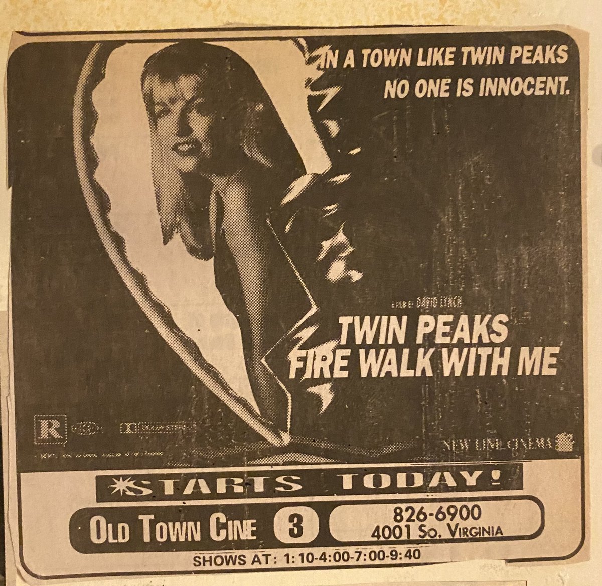 SI78TP's tweet photo. @samhowzit Don’t know if you want any more, but the first image is from 8/28/92 from the Reno Gazette Journal. The second is also from that paper, but unfortunately I don’t know the date. It was our “second run” theater at the time. https://t.co/X3YHbaaMk5