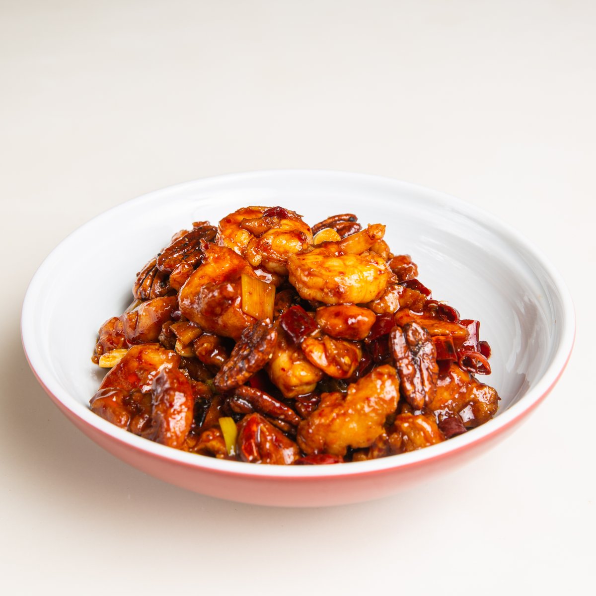 Protein packed Spicy Boneless Chicken and Shrimp! Meaty texture with that chili flavor!