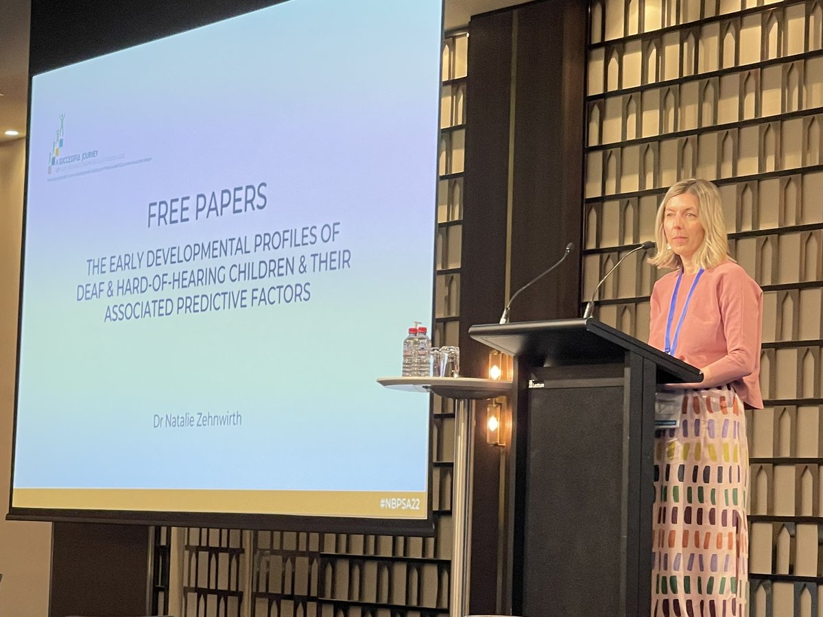 sung_valerie's tweet photo. Great presentation @nbpsa by @natmaree on the early developmental profiles of deaf and hard of hearing kids from #VicCHILD @MCRI_for_kids @RCHMelbourne @CCCH_AU who have multiple developmental needs https://t.co/1O2XeTMl5L