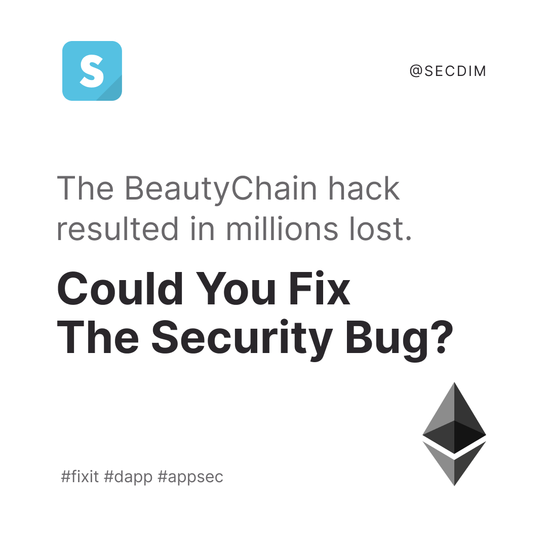 secdim's tweet photo. Tried our latest #DApp challenge yet?
Test yourself against #smartcontract #security #vulnerabilities in our latest Odometer challenge

Now on SecDim Play:
https://t.co/QQ37kXZPAE https://t.co/BF0sOi26uq
