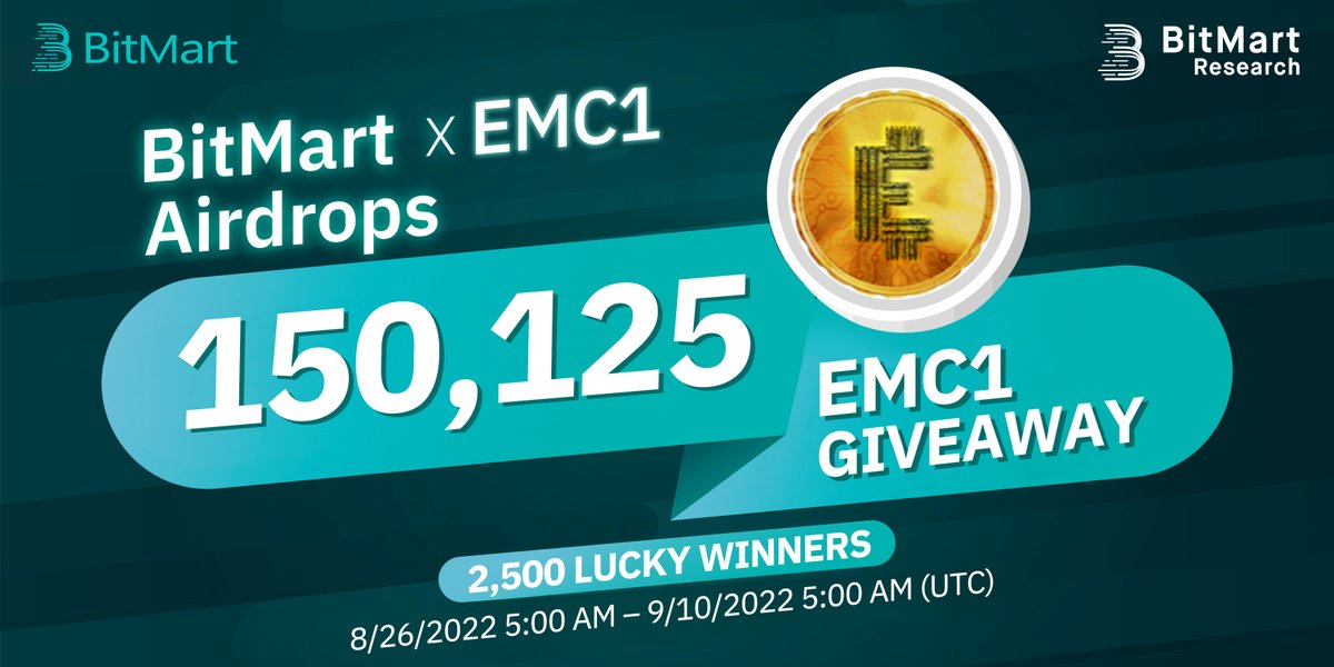 🌟BitMart X EMC1 Listing Airdrop!

1⃣Follow <a href="/BitMartResearch/">BitMart Research｜$BMX HODLer</a> &amp; <a href="/EmcisLive/">EMCIS NETWORK</a>
2⃣Join t.me/BitMartExchang… &amp; t.me/emcislive
3⃣RT &amp; Tag 3 new friends
4⃣Fill out:forms.gle/TDEqbWmYFpUhQ9…

🥳150,125 $EMCIS/2,500 winners
Register👉datasink.bitmart.site/t/j