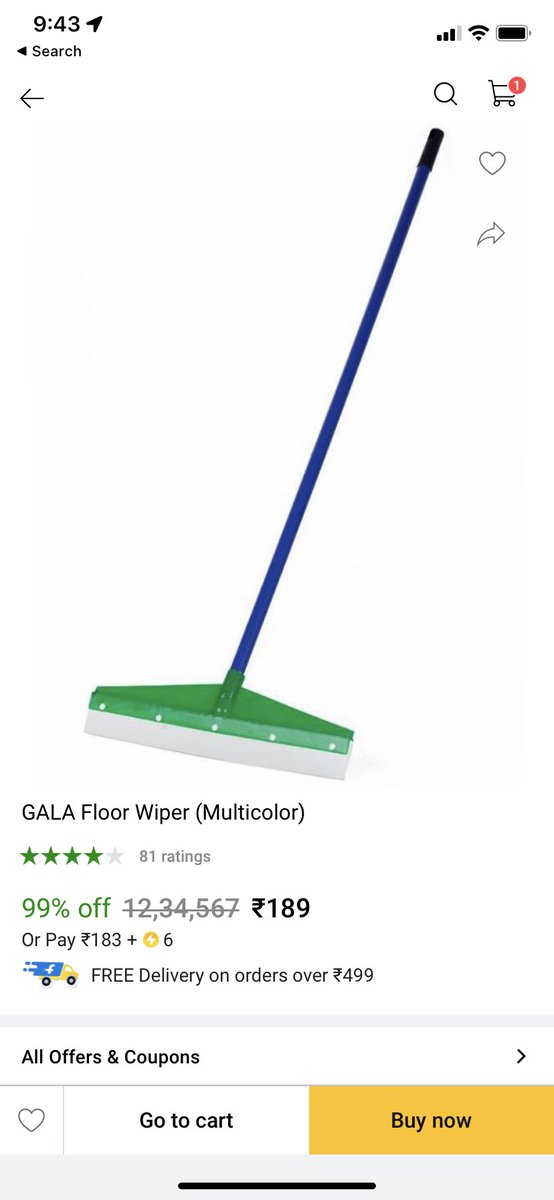 RahuShaw's tweet photo. Hello @Flipkart this is some very innovative marking. Floor wiper cost of 12lac and 99 % discount https://t.co/RxjSs1XFe2
