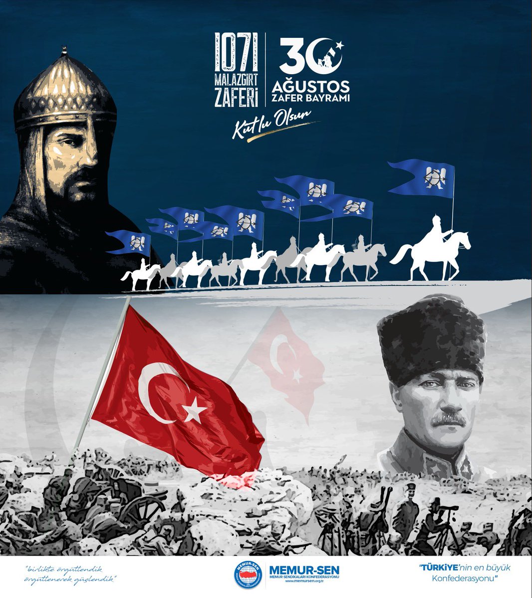 Anadolu'yu bize vatan kılan Malazgirt Zaferi'nin 951.yıl dönümü ve ebediyete kadar vatanımız olarak kalacağının işaretini veren Büyük Taarruz'un 100. yıl dönümü kutlu olsun.

Atalarımızın, aziz şehitlerimizin ruhları şâd, mekanları cennet olsun.

#MalazgirtZaferi | #BüyükTaarruz