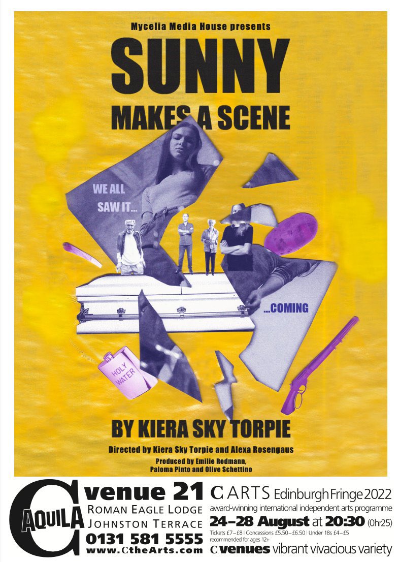 MyceliaMedia's tweet photo. @life_arts_lane @edfringe Hey! We’d love to see you at Sunny Makes a Scene, a 25 minute dark comedy about a 15 year old girl who blows a fuse at her dads funeral. We’ve almost sold out our first 2 nights and have been getting great audience responses! https://t.co/QLbH412CMl