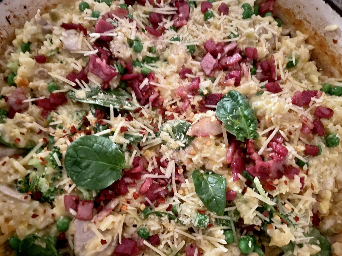 NatalieMoran20's tweet photo. Might have broken all the culinary rules but it worked, ‘This is delicious Mum, best risotto yet’  #cheerin’ All the sneaky veg and brown rice devoured without controversy, it’s amazing what you can get away with under a smattering of bacon 😉 https://t.co/7Tu3oIE8al