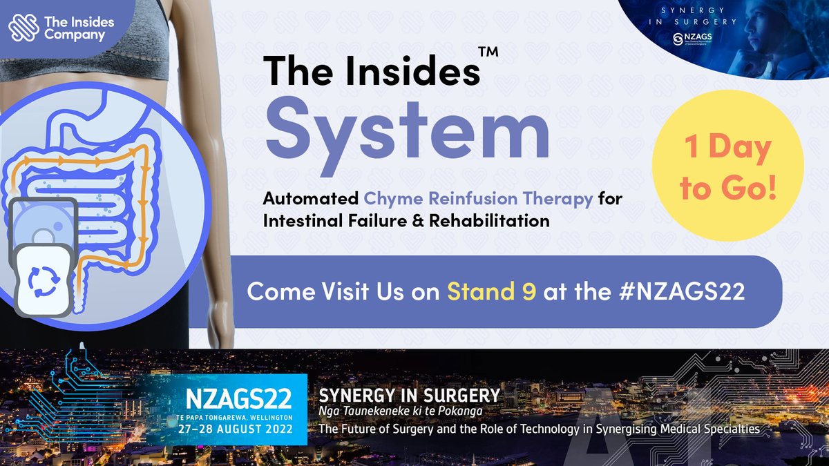 1 Day to go before the #NZAGS22! 

Come visit The Insides Co. and our CEO Garth Sutherland on Stand 9 for a live demonstration of our chyme reinfusion therapy and talk about how The Insides System can be incorporated into the management of your patients.

See you soon!