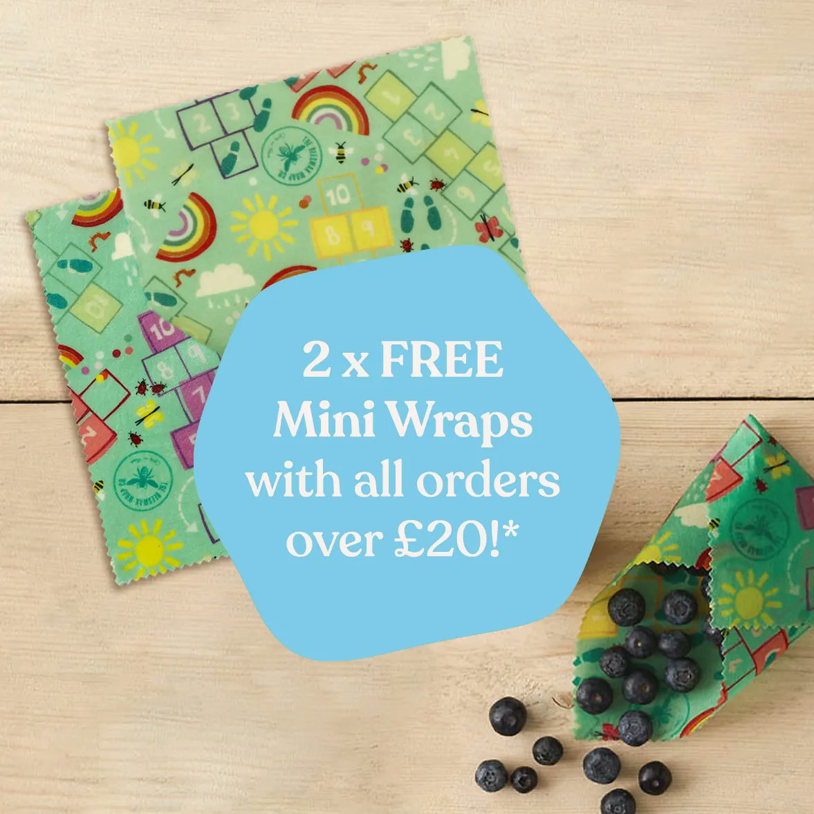 We're giving away 2 x FREE mini wraps with all orders over £20 this bank holiday weekend! 🎉 No need to add anything extra to your basket, we'll pop them in with every qualifying order over £20 (excluding postage) #bankholidayweekend #summerbankholiday #beeswaxwraps