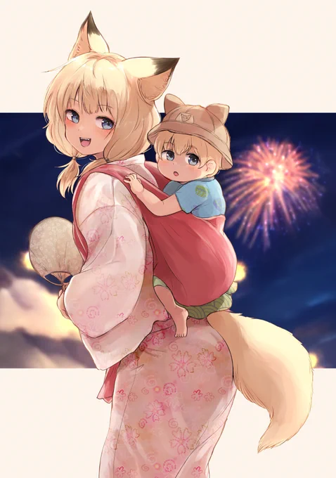 『狐のお嫁ちゃんと息子ちゃん』第18話がWeb・アプリにて更新されました。よろしくお願いします! 幼少の頃、母狐に背負われてヒグラシの声を聴き、花火を見に行った…"存在する"記憶… 