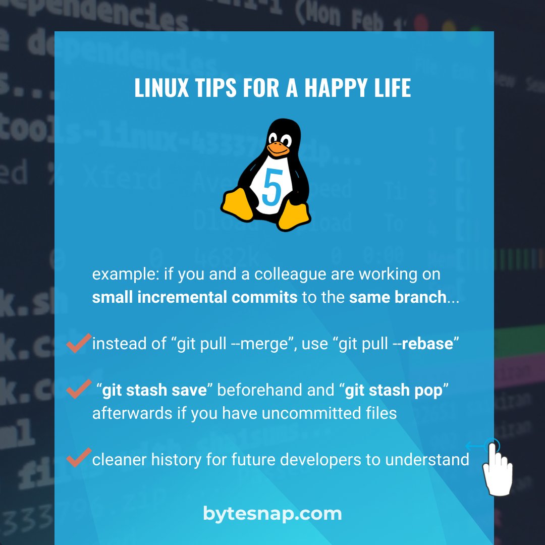 ByteSnap's tweet image. Today is the final day of our mini-series: '5 #LinuxDevelopment Tips for a Happy Life'! The quick guide was put together by our #software team to celebrate #Linux 's 31st birthday week 🐧
#Coding #Engineering #LinuxTips
Read the full series of tips here 👉 bytsnp.uk/9qUv