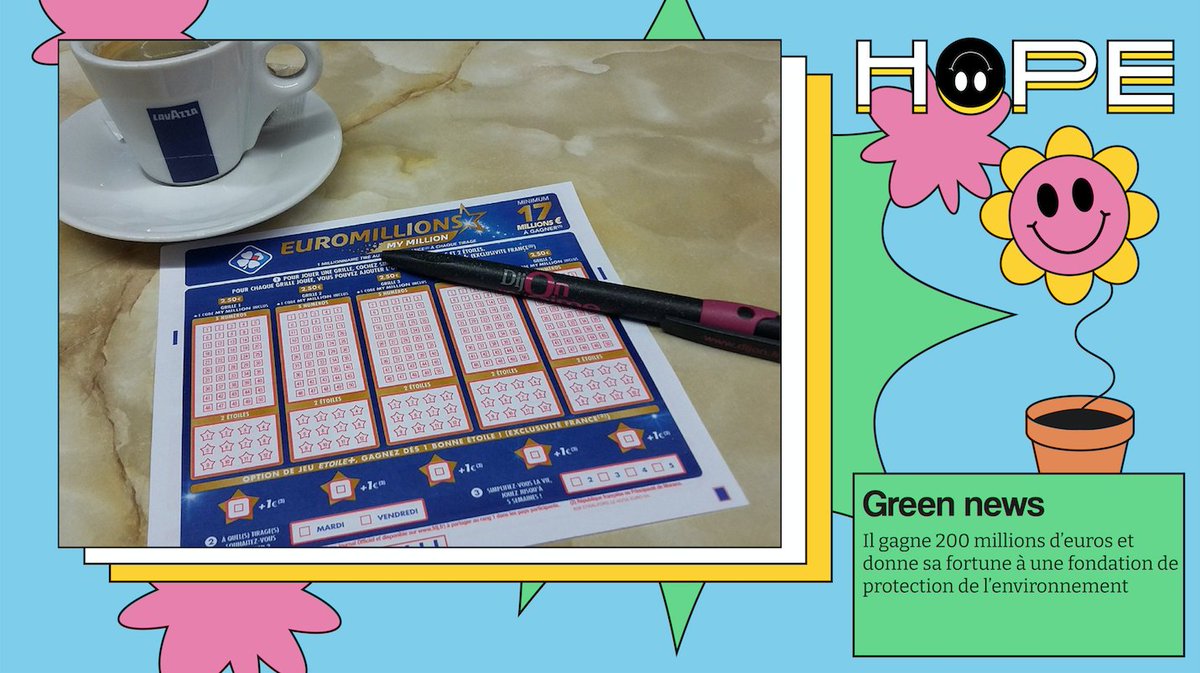 HopeNewsFR's tweet photo. Le deuxième plus grand gagnant de l'#EuroMillions avait remporté le 11 décembre 2020 la somme de 200 millions d'euros 💶 Aujourd'hui, il a transféré la quasi-totalité de ses gains à Anyama, une fondation dédiée à la protection de l’#environnement. Une belle initiative 👏🏽🌱 https://t.co/fjsqAg73Pk