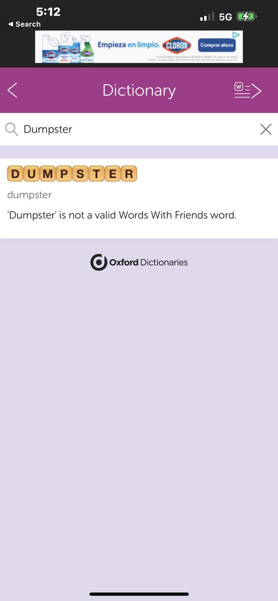 ACwatts's tweet photo. @WordsWFriends  how is dumpster not a valid word? I’m trying to play dumpsters. FYI. Thanks in advance. https://t.co/8AnupJzppb