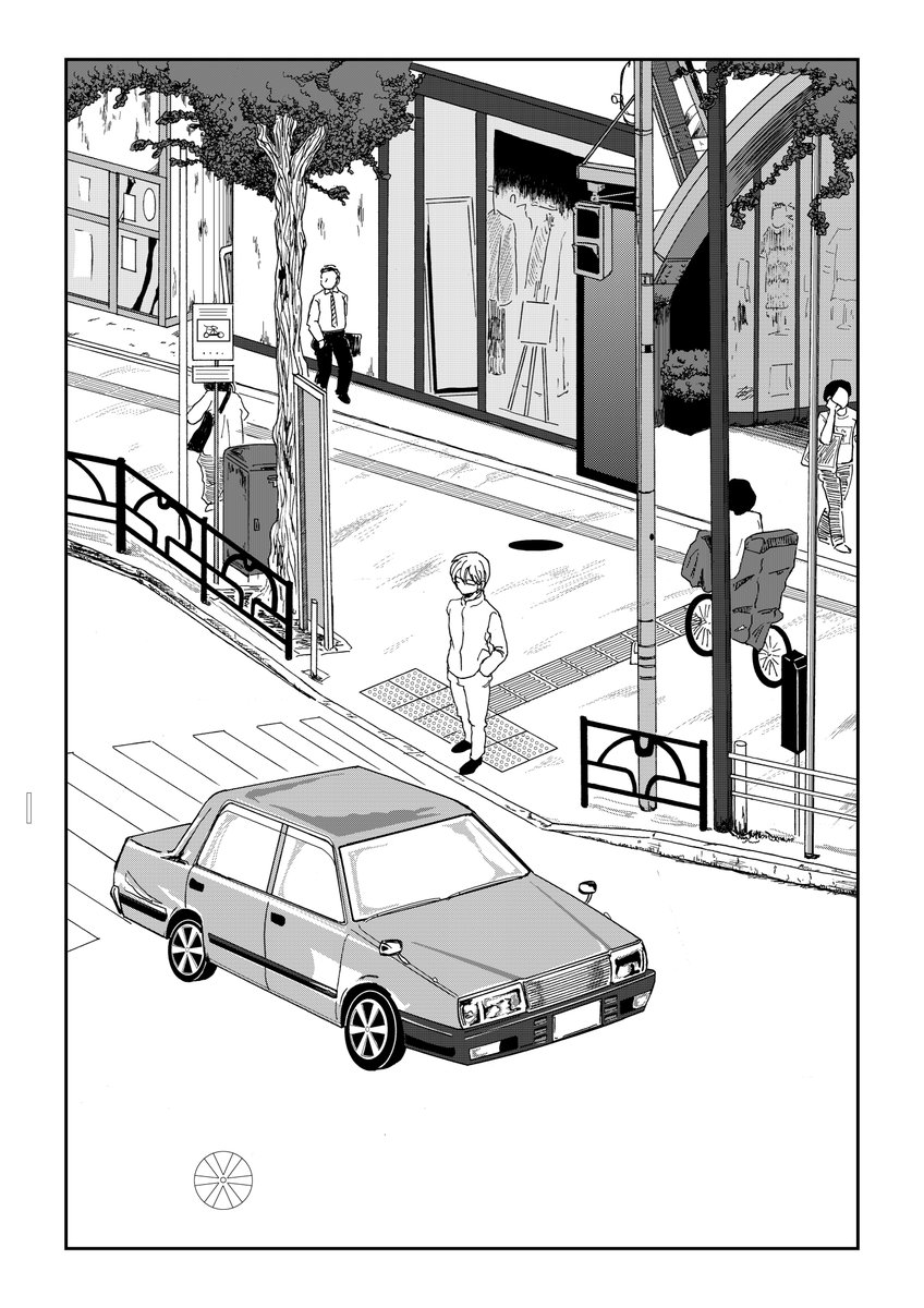 進捗。余談ですが車のホイールは文字ツールで✴︎を入力して描きました。 